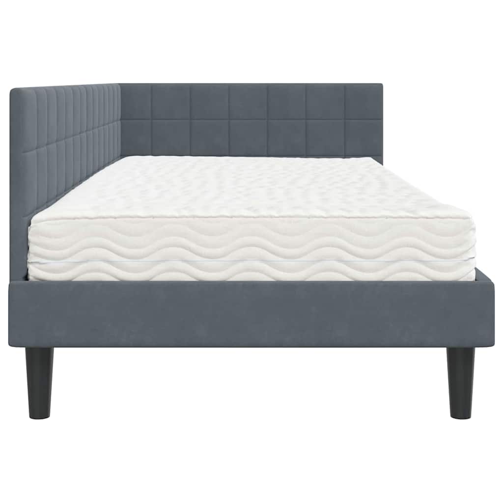 Struttura Letto Angolare con Materasso 2 pcs Grigio Velluto
