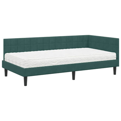 Struttura Letto Angolare con Materasso 2 pcs Verde Velluto