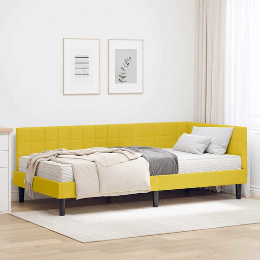Struttura Letto Angolare con Materasso 2 pcs Giallo Velluto