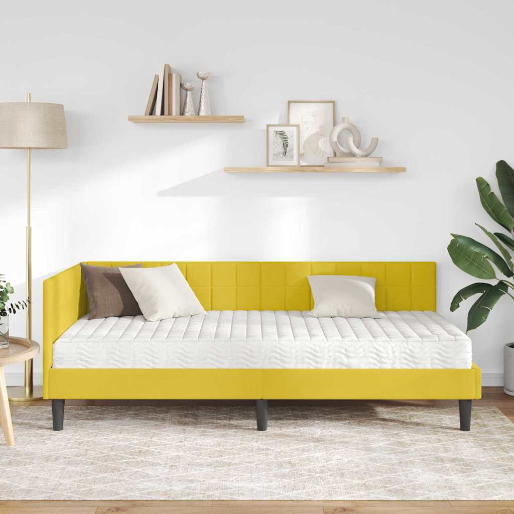 Struttura Letto Angolare con Materasso 2 pcs Giallo Velluto