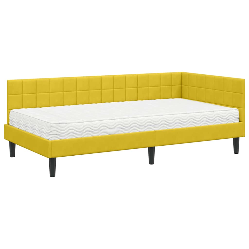 Struttura Letto Angolare con Materasso 2 pcs Giallo Velluto