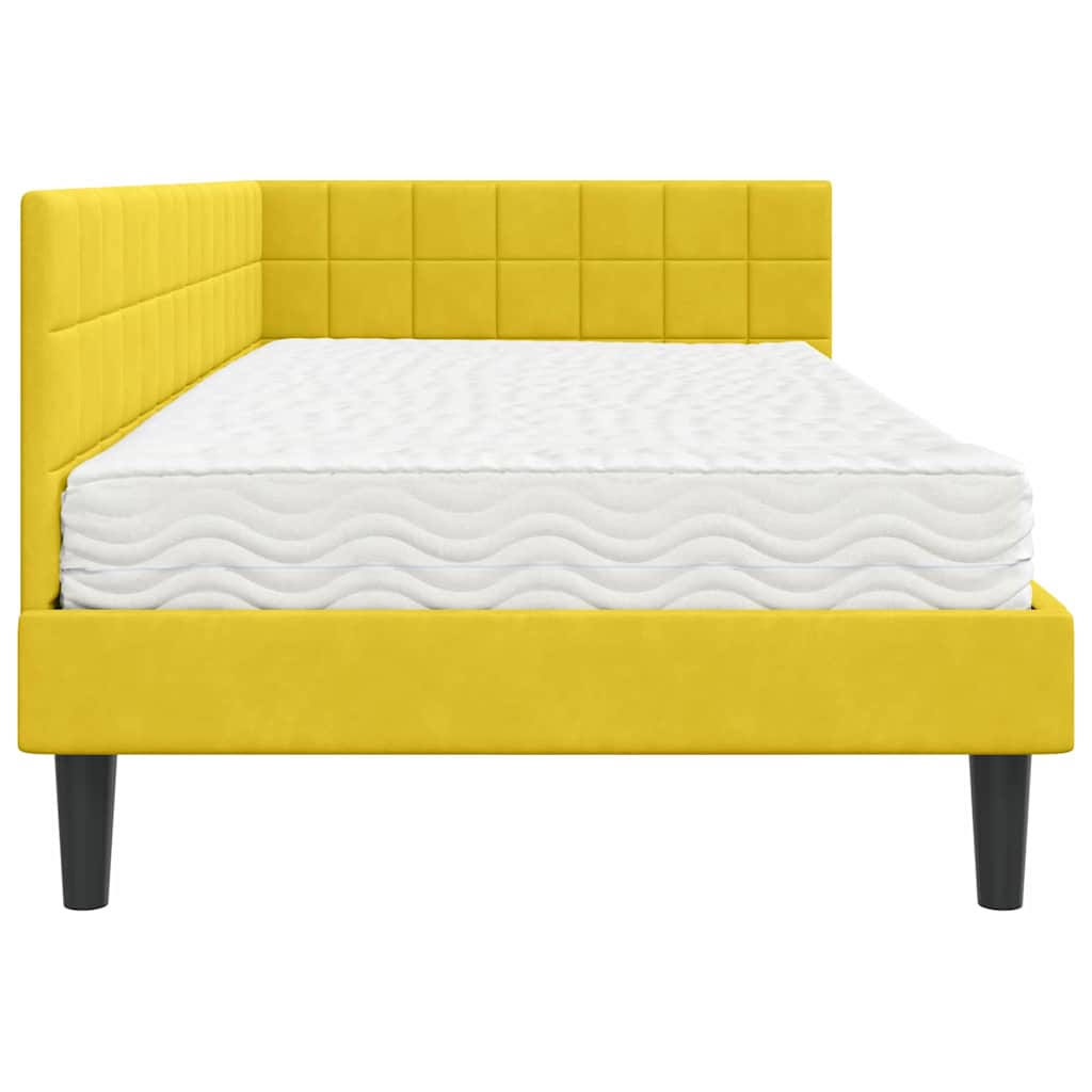 Struttura Letto Angolare con Materasso 2 pcs Giallo Velluto