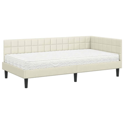 Struttura Letto Angolare con Materasso Crema 90 x 190 cm