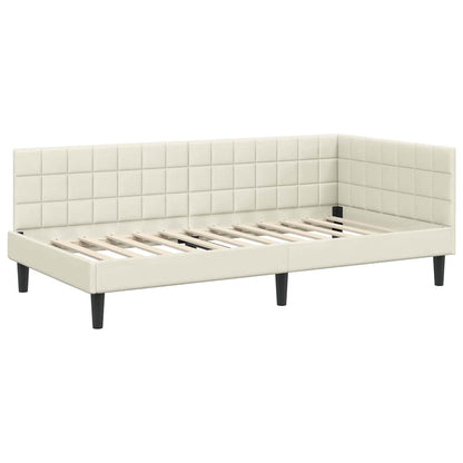Struttura Letto Angolare con Materasso Crema 90 x 190 cm