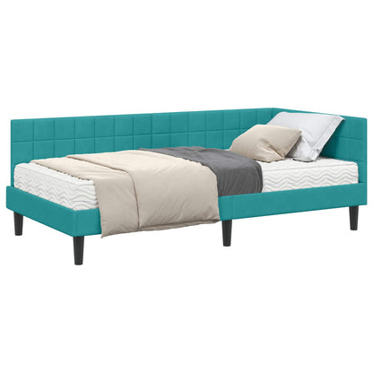 Struttura Letto Angolare con Materasso Turchese 90 x 190 cm