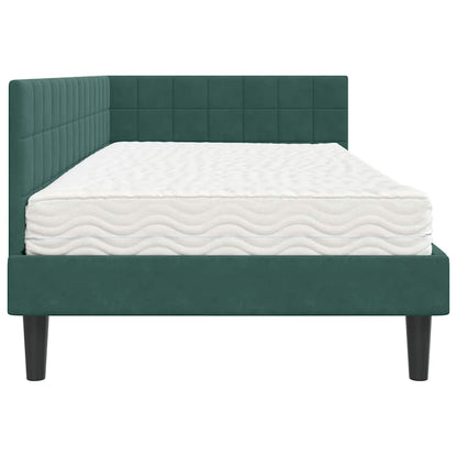 Struttura Letto Angolare con Materasso 2 pcs Verde Velluto