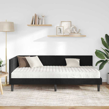 Struttura Letto Angolare con Materasso 2 pcs Nero Velluto