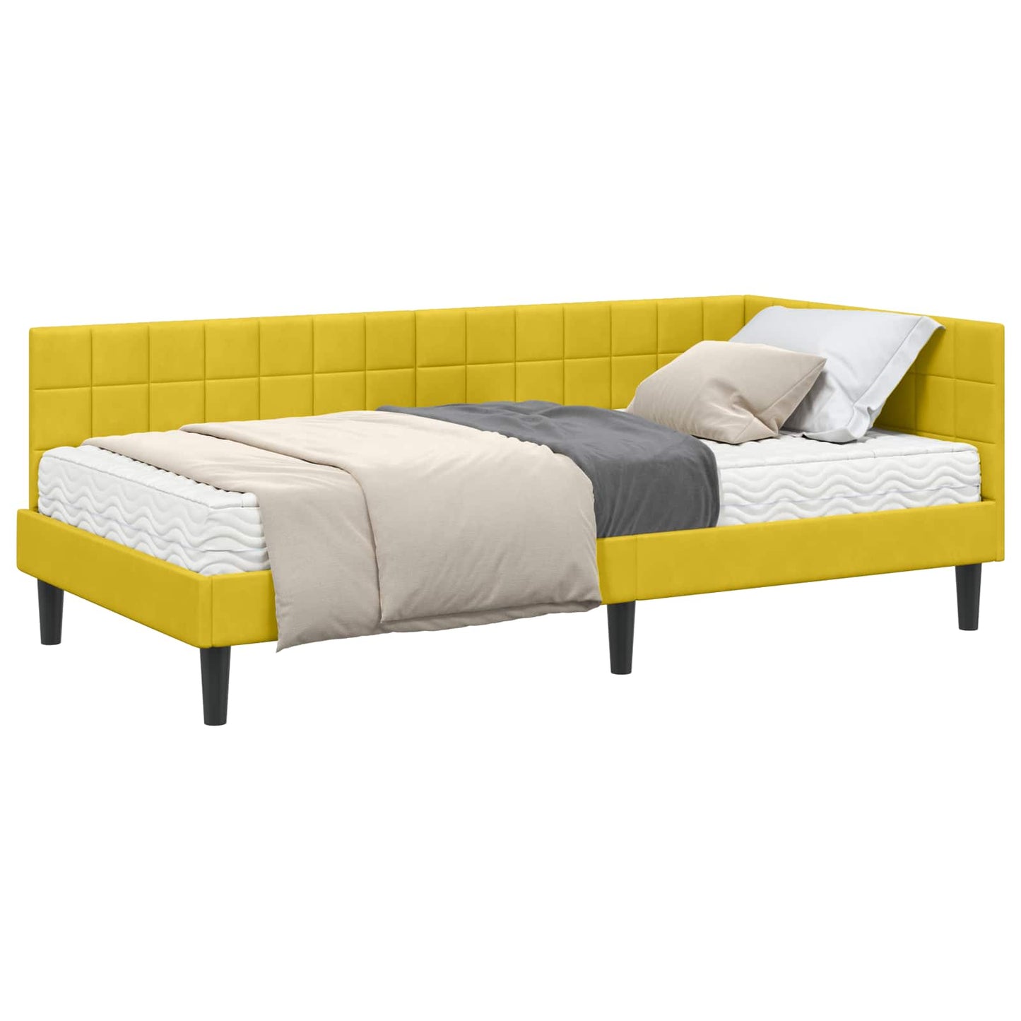 Struttura Letto Angolare con Materasso 2 pcs Giallo Velluto