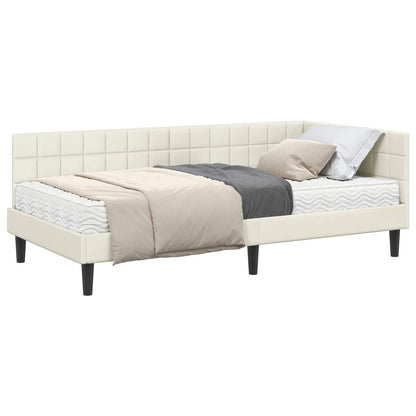 Struttura Letto Angolare con Materasso 2 pcs Crema Velluto