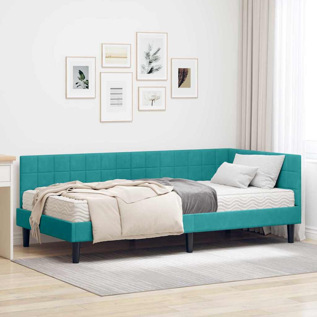 Struttura Letto Angolare con Materasso 2 pcs Turchese Velluto