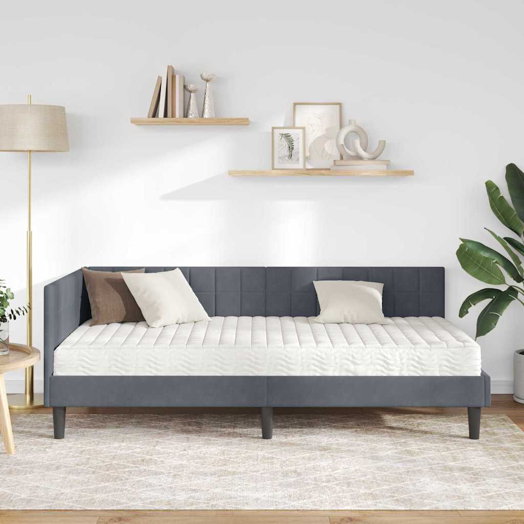 Struttura Letto Angolare con Materasso 2 pcs Grigio Velluto