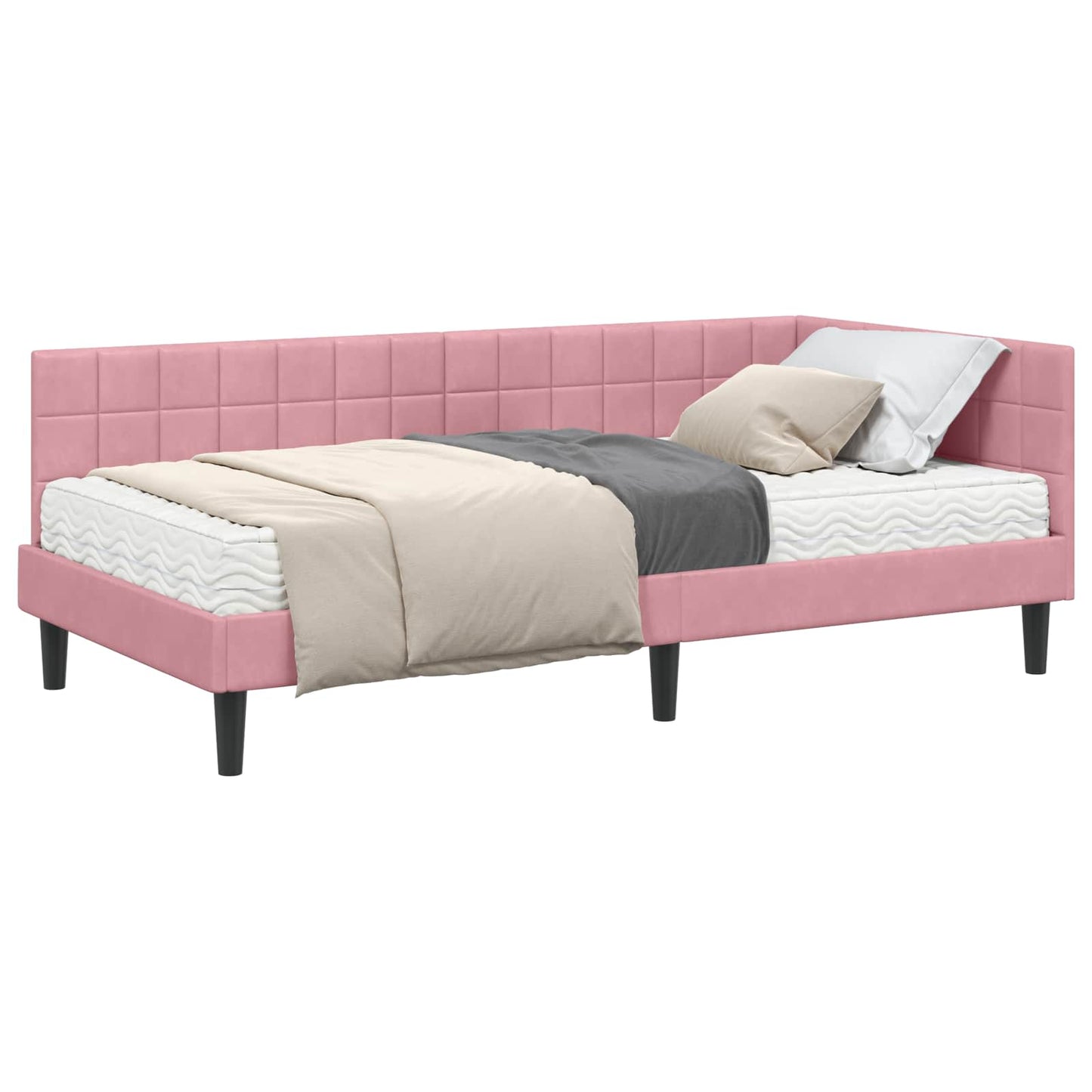 Struttura Letto Angolare con Materasso 2 pcs Grigio Velluto