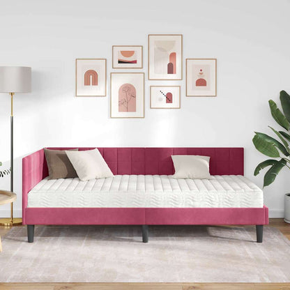 Struttura Letto Angolare con Materasso 2 pcs Verde Velluto