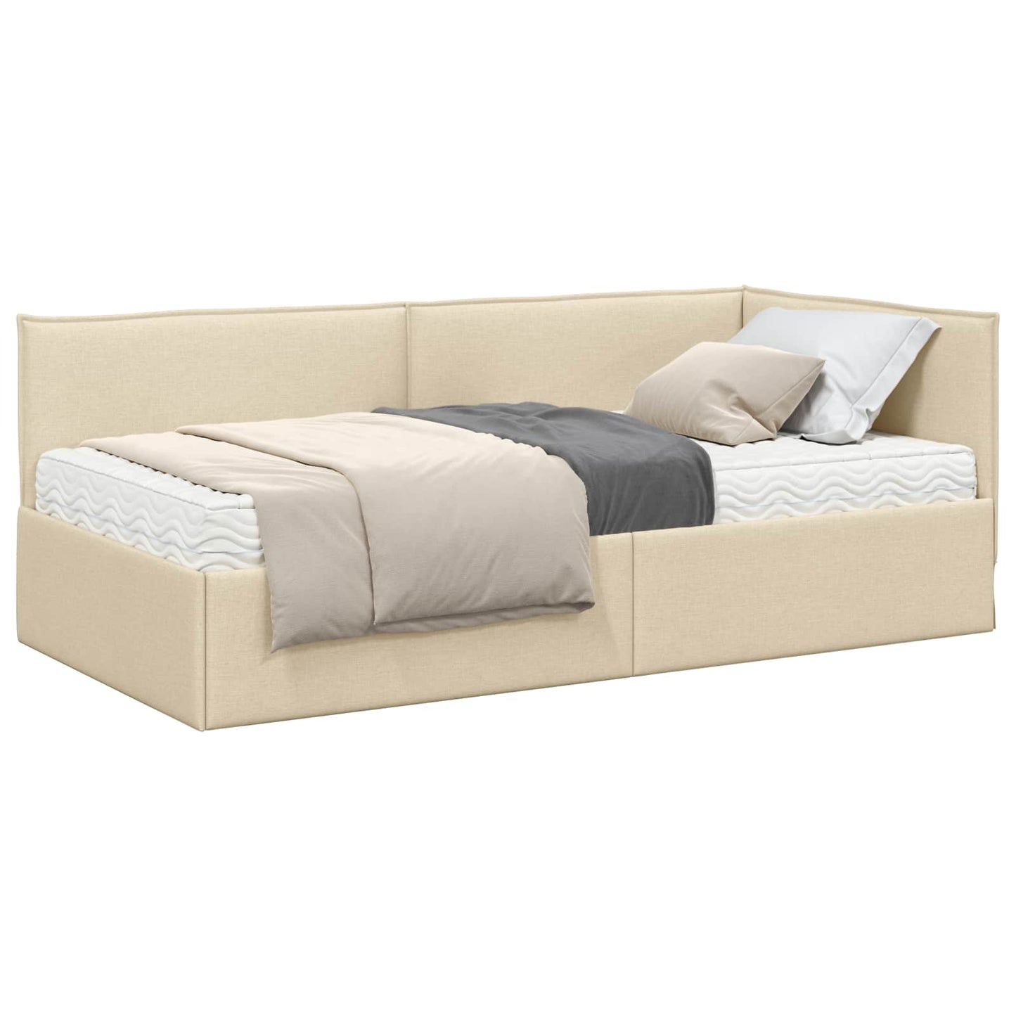 Struttura Letto Angolare con Materasso 2 pcs Crema Velluto