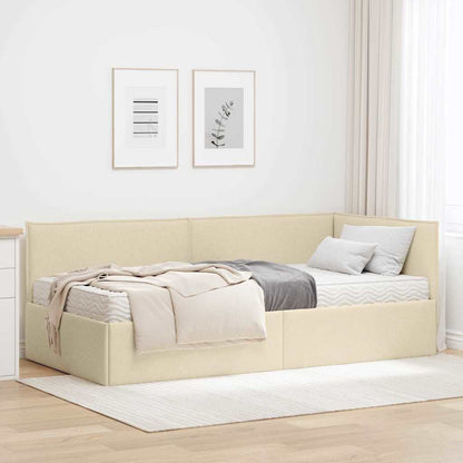 Struttura Letto Angolare con Materasso 2 pcs Crema Velluto