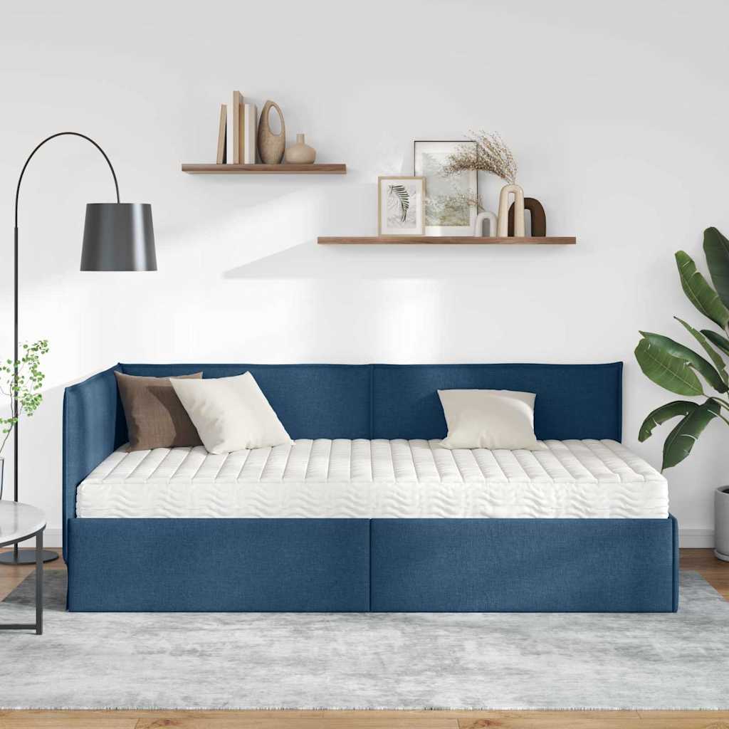 Struttura Letto Angolare con Materasso 2 pcs Blu Velluto