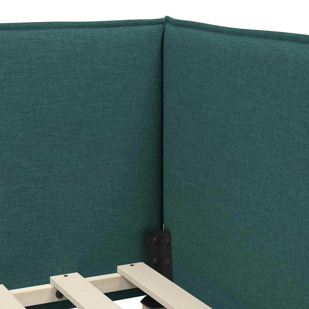 Struttura Letto Angolare con Materasso 2 pz Verde Scuro