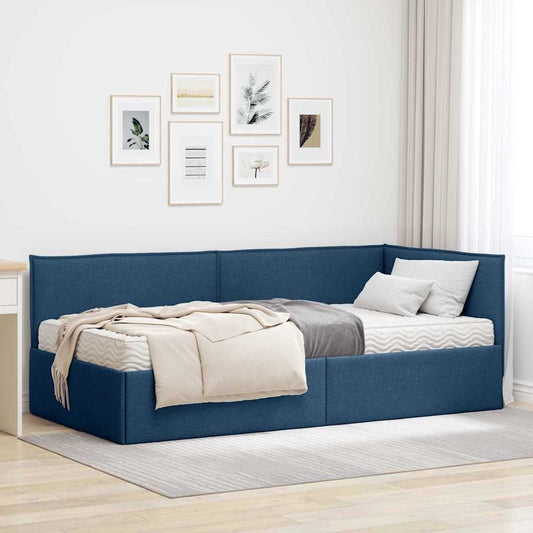 Struttura Letto Angolare con Materasso 2 pcs Blu Velluto