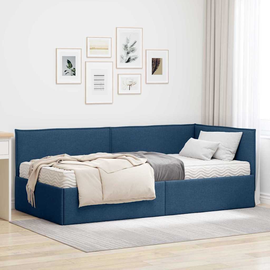 Struttura Letto Angolare con Materasso 2 pcs Blu Velluto