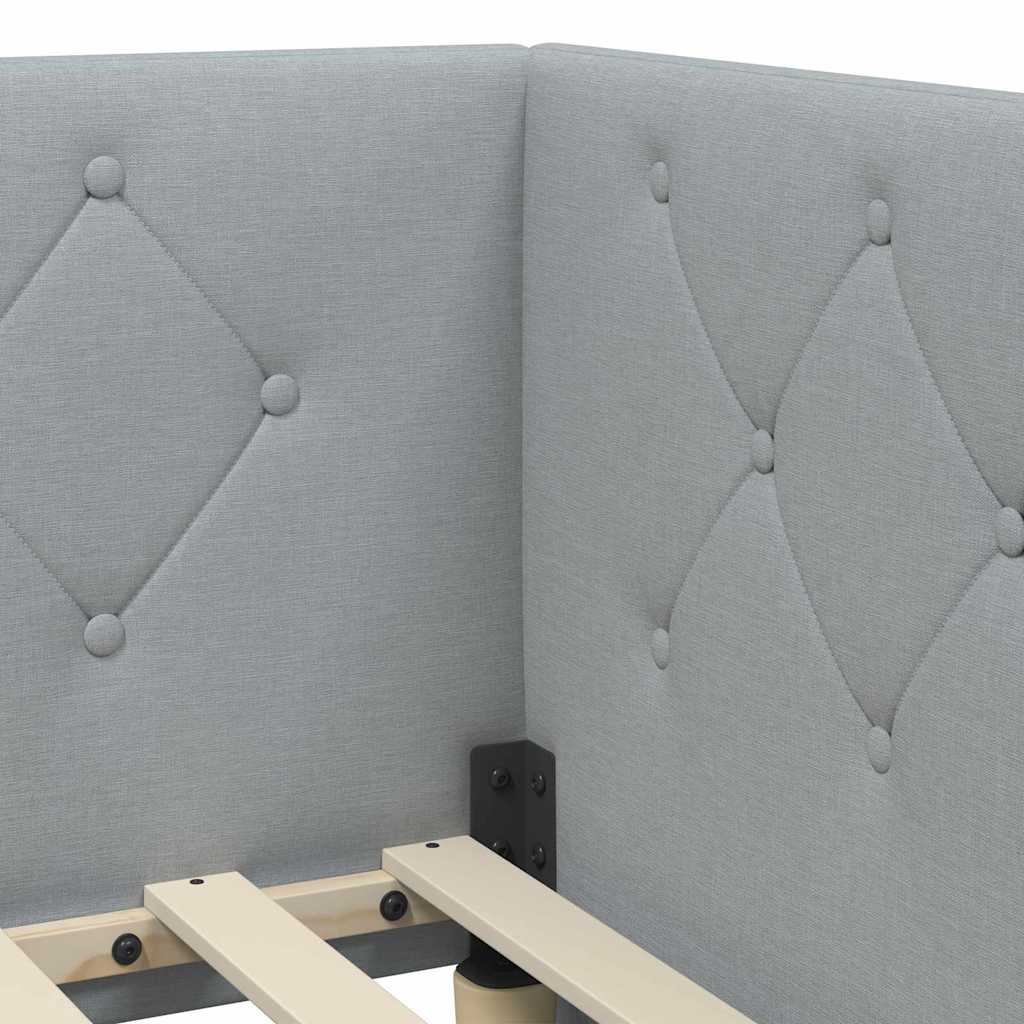 Cornice del letto ad angolo Grigio chiaro 80 x 200 cm Tessuto | homemem39