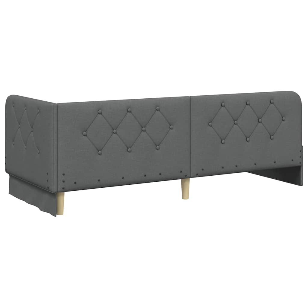 Cornice del letto ad angolo Grigio scuro 80 x 200 cm Tessuto | homemem39