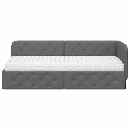 Cornice del letto ad angolo Grigio scuro 80 x 200 cm Tessuto | homemem39