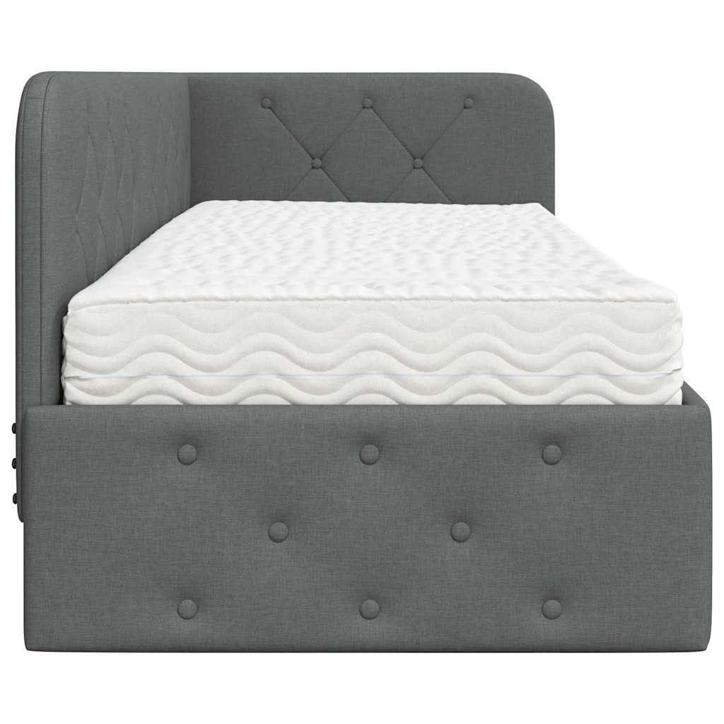 Cornice del letto ad angolo Grigio scuro 80 x 200 cm Tessuto | homemem39