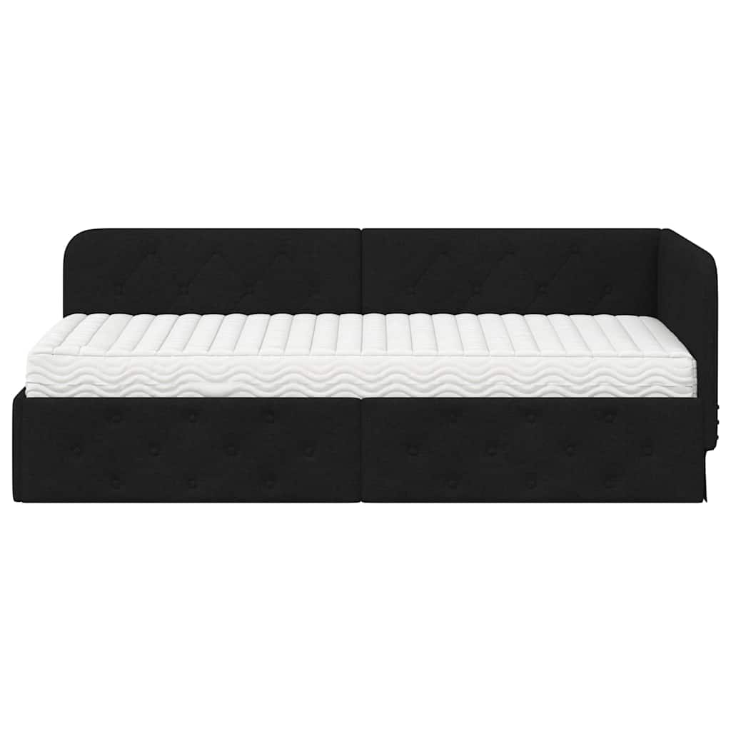 Cornice del letto ad angolo Nero 80 x 200 cm Tessuto | homemem39