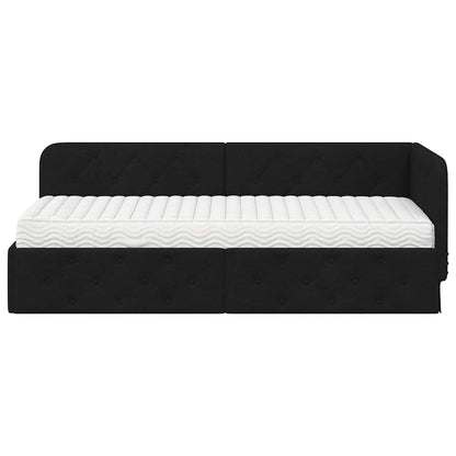 Cornice del letto ad angolo Nero 80 x 200 cm Tessuto | homemem39