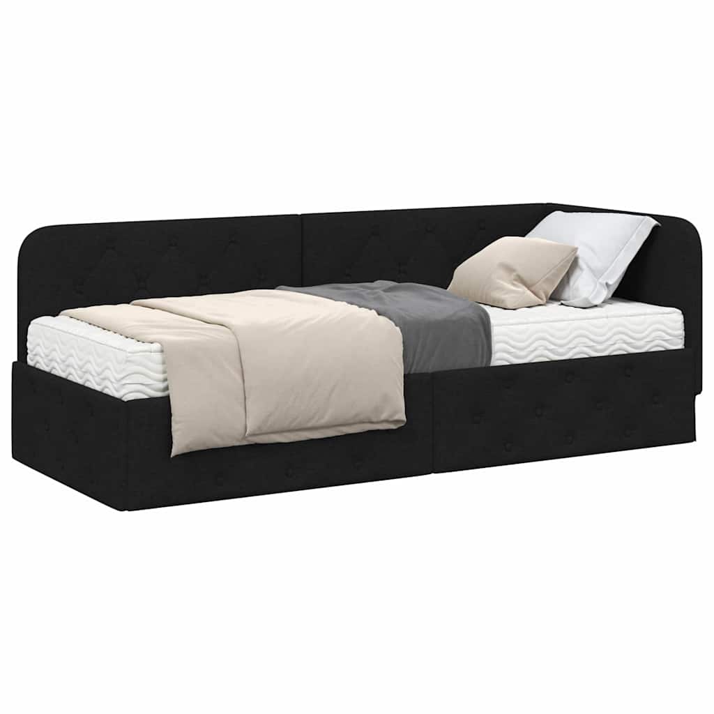 Cornice del letto ad angolo Nero 80 x 200 cm Tessuto | homemem39