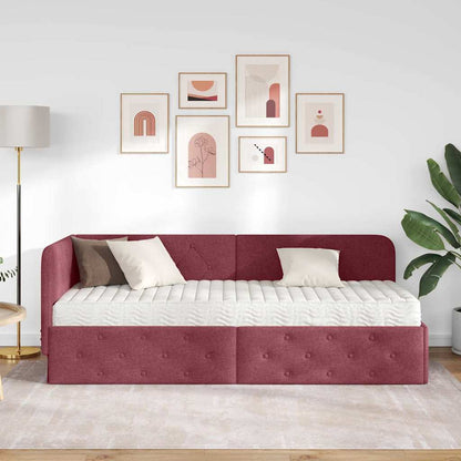Cornice del letto ad angolo Rosso Vino 80 x 200 cm Tessuto | homemem39