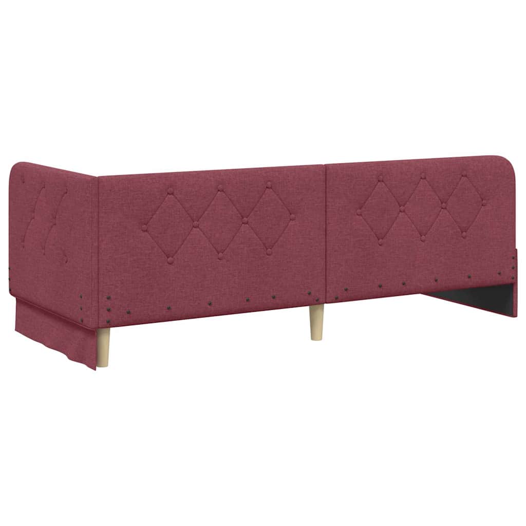 Cornice del letto ad angolo Rosso Vino 80 x 200 cm Tessuto | homemem39