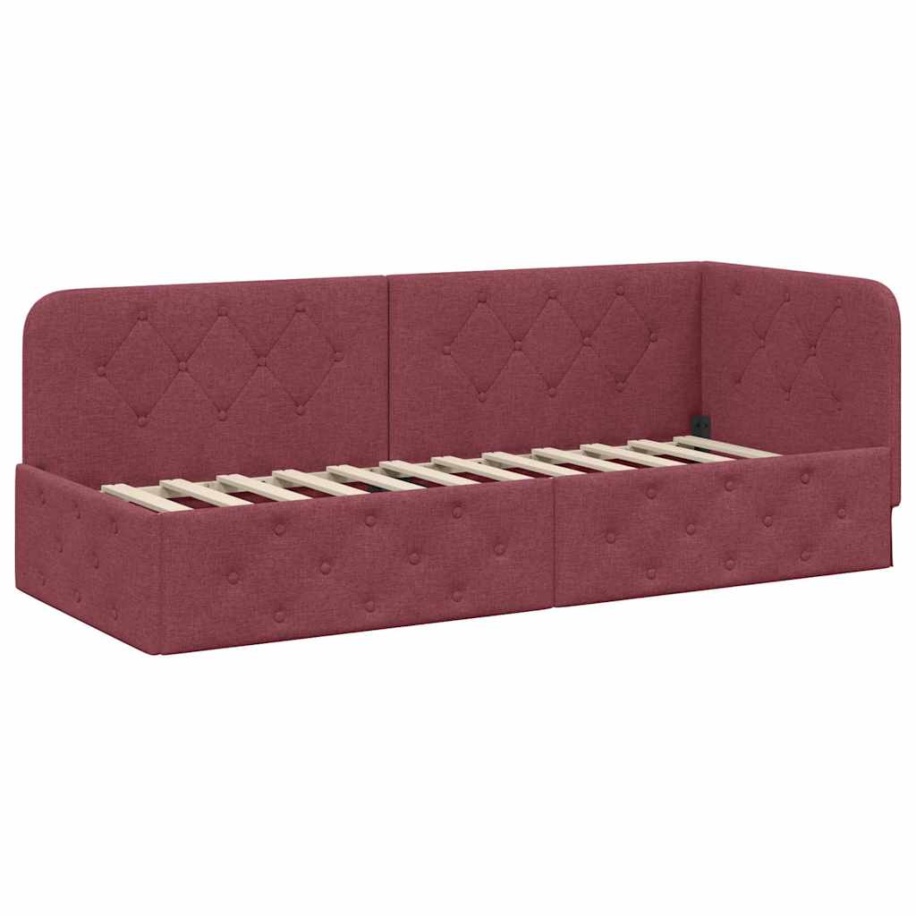 Cornice del letto ad angolo Rosso Vino 80 x 200 cm Tessuto | homemem39