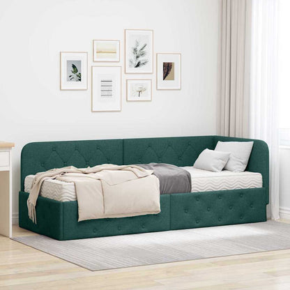 Cornice del letto ad angolo Verde Scuro 80 x 200 cm Tessuto | homemem39