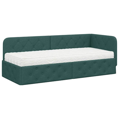 Cornice del letto ad angolo Verde Scuro 80 x 200 cm Tessuto | homemem39