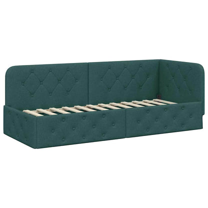 Cornice del letto ad angolo Verde Scuro 80 x 200 cm Tessuto | homemem39