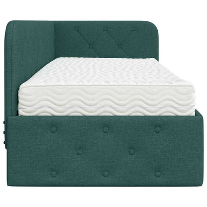 Cornice del letto ad angolo Verde Scuro 80 x 200 cm Tessuto | homemem39