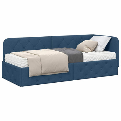 Cornice del letto ad angolo Blu 80 x 200 cm Tessuto | homemem39