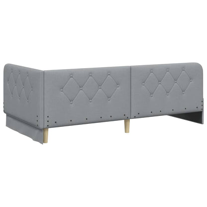 Cornice del letto ad angolo Grigio chiaro 90 x 190 cm Tessuto | homemem39