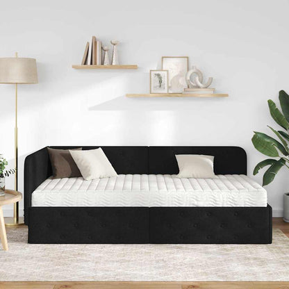 Cornice del letto ad angolo Nero 90 x 190 cm Tessuto | homemem39