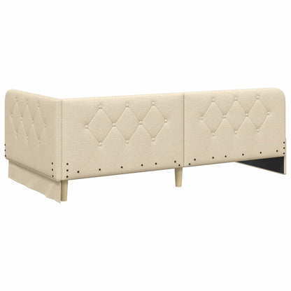 Cornice del letto ad angolo Crema 90 x 190 cm Tessuto | homemem39