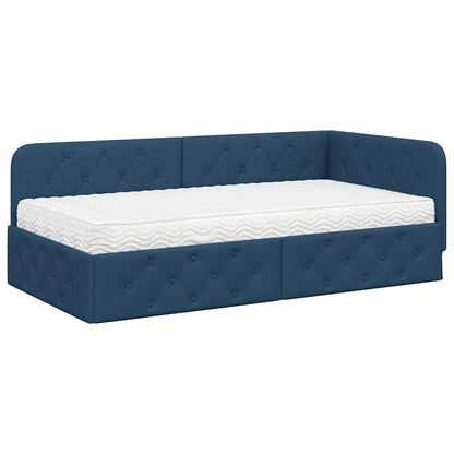 Cornice del letto ad angolo Blu 90 x 190 cm Tessuto | homemem39