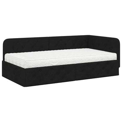 Cornice del letto ad angolo Nero 90 x 200 cm Tessuto | homemem39