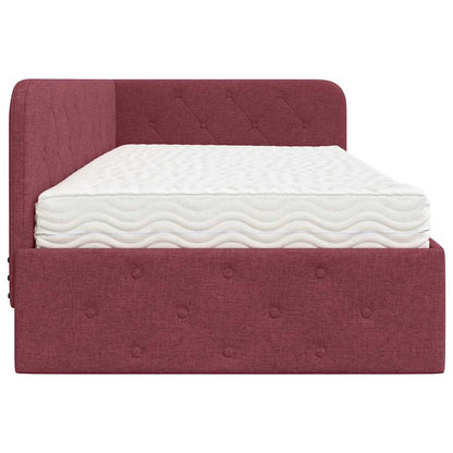 Cornice del letto ad angolo Rosso Vino 90 x 200 cm Tessuto | homemem39