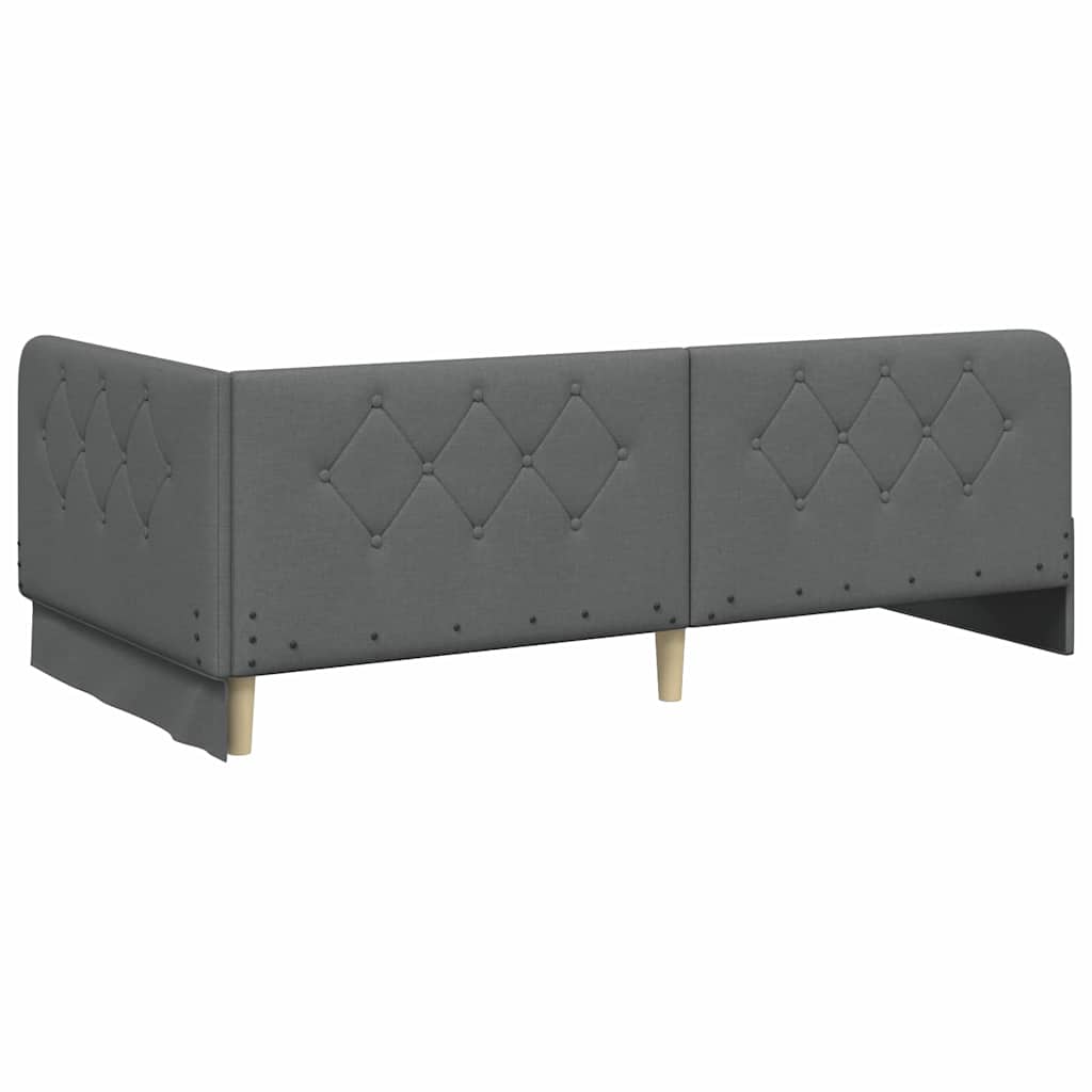 Cornice del letto ad angolo Grigio scuro 100 x 200 cm Tessuto | homemem39