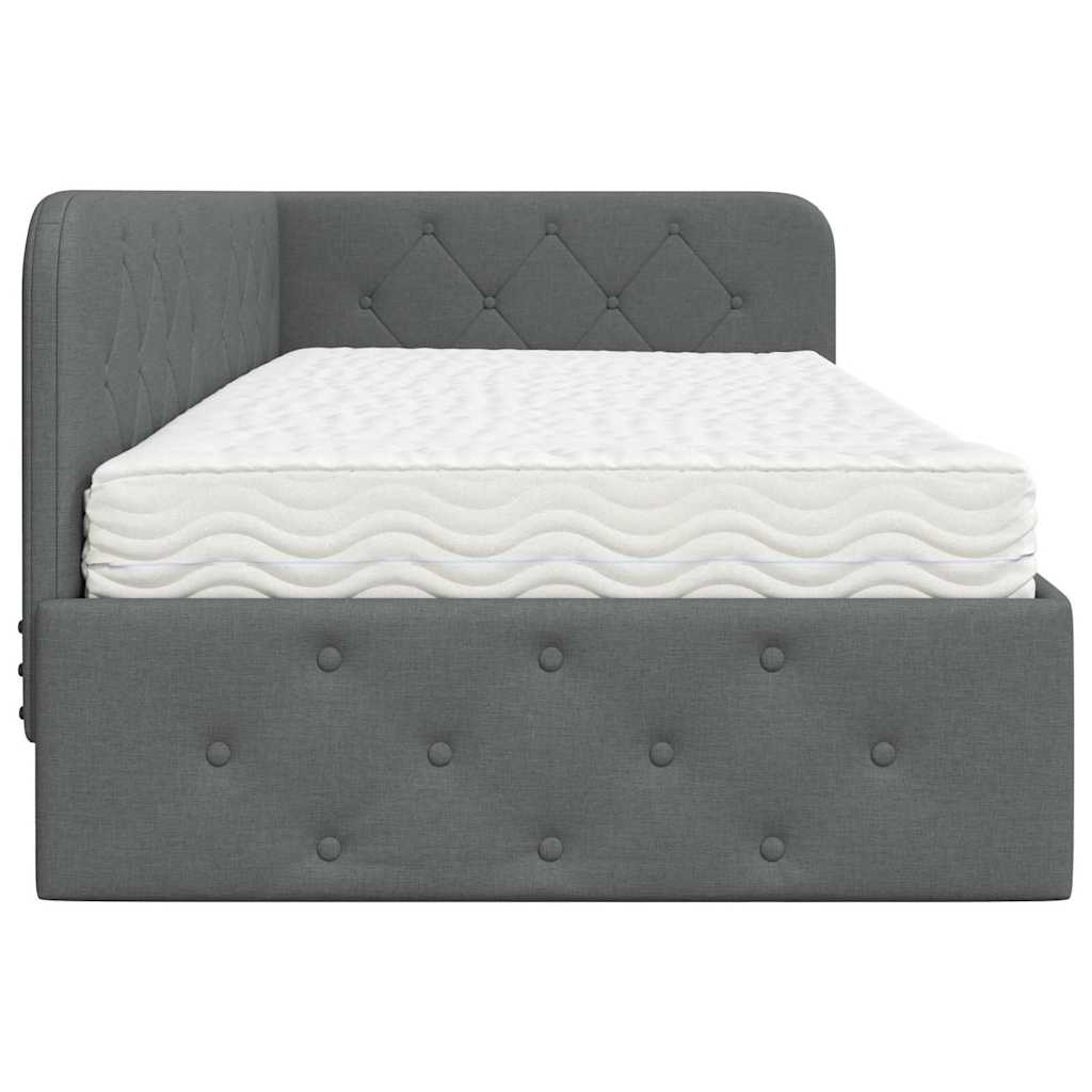 Cornice del letto ad angolo Grigio scuro 100 x 200 cm Tessuto | homemem39