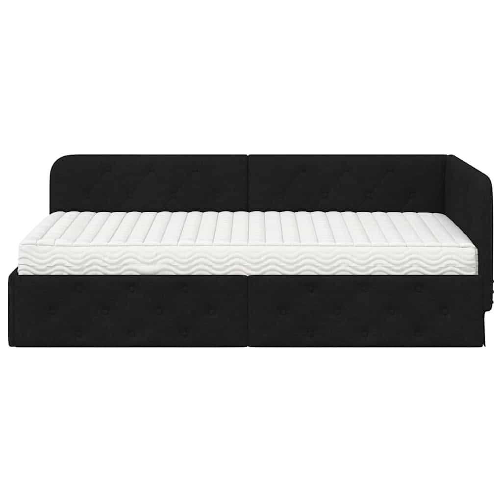 Cornice del letto ad angolo Nero 100 x 200 cm Tessuto | homemem39