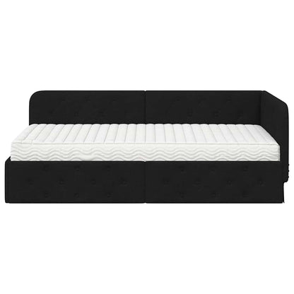 Cornice del letto ad angolo Nero 100 x 200 cm Tessuto | homemem39