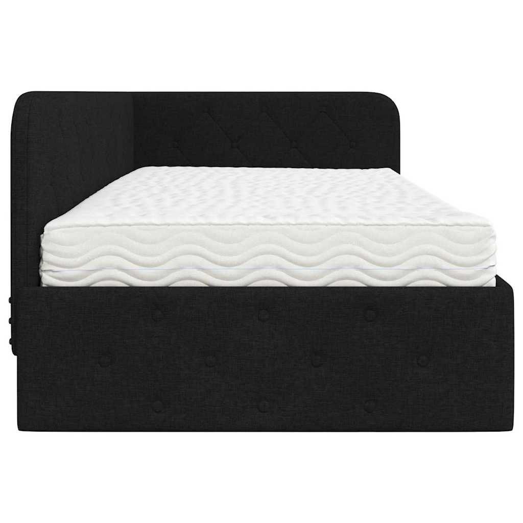 Cornice del letto ad angolo Nero 100 x 200 cm Tessuto | homemem39