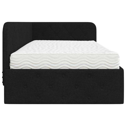 Cornice del letto ad angolo Nero 100 x 200 cm Tessuto | homemem39